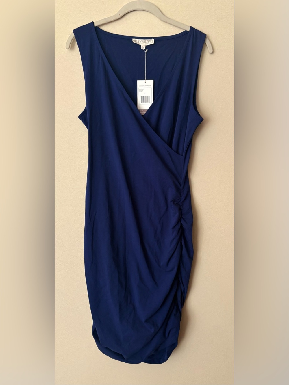 Synergy Organic Clothing Navy Sleeveless Wrap-Style Midi Dress